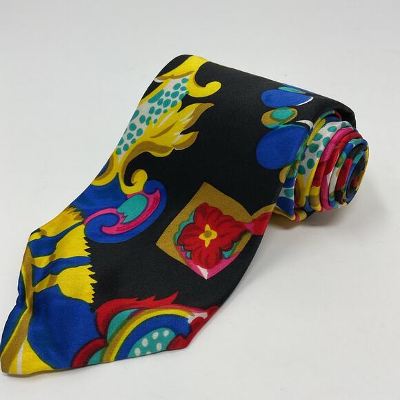 Vintage Hollyvogue 100% Silk Men Abstract Tie Jewels Luxury Necktie  Geometric - Picture 1 of 6